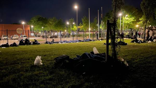اللاجئين ينامون العشب تير آبل هولندا