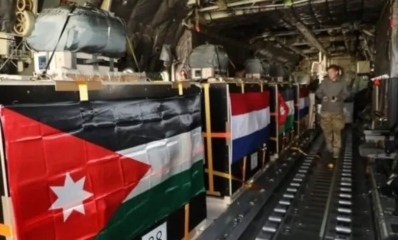إنزال مساعدات إنسانية هولندا الأردن غزة